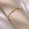 Stainless Steel Beaded Round Snake Chain Bracelets For Women Gold Color Geometric Bracelet Luxury Wedding Party Jewelry Gift