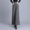 High Waist Wool Flared Wide-Leg Trousers for Autumn/Winter
