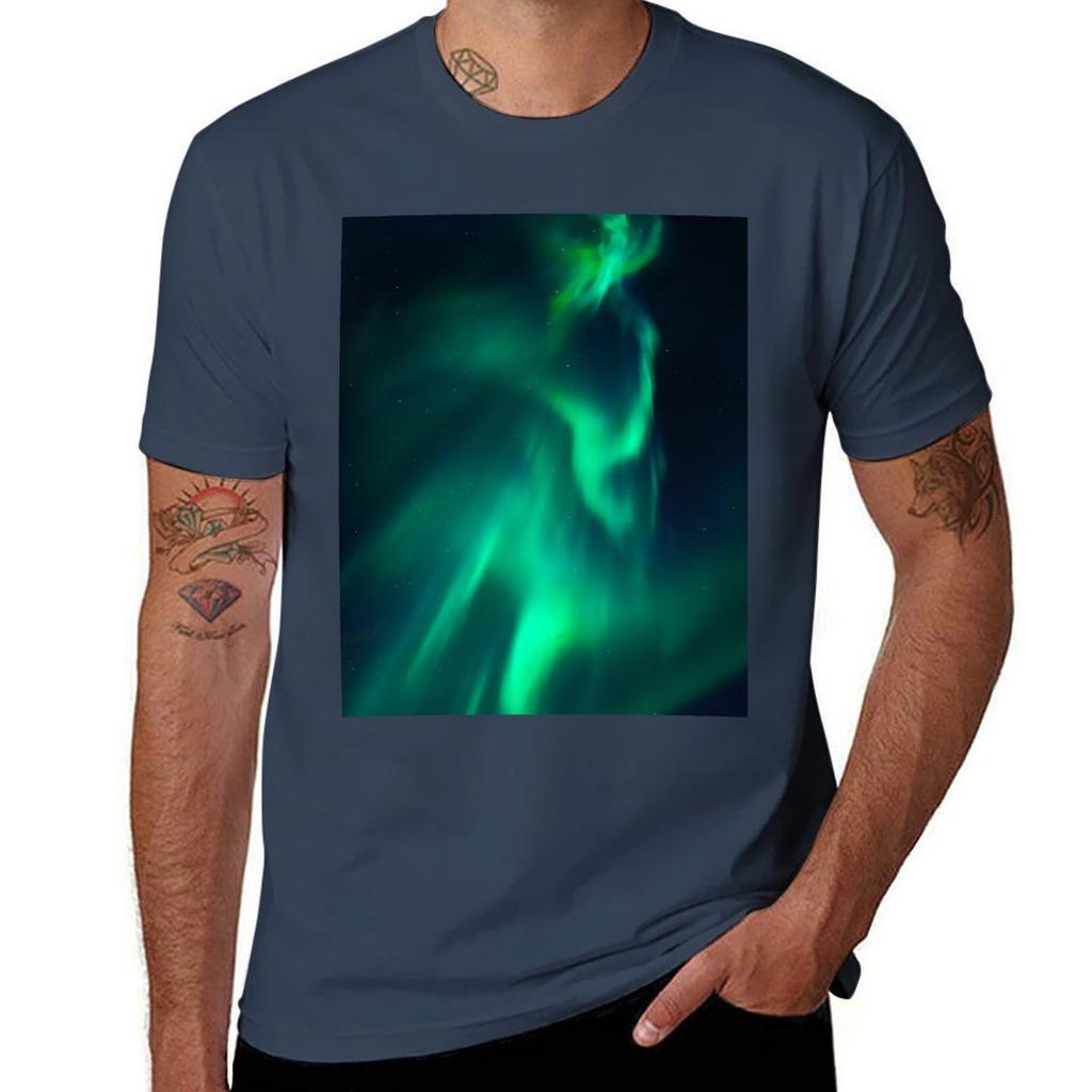 Beautiful Northern Lights Tshirt Plus Size Basic Cotton Tshirt