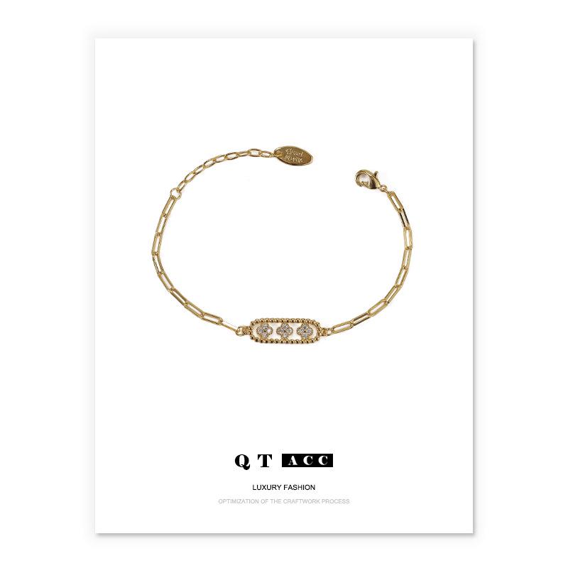 

Браслет-бирка с цветком из стразов с позолотой 18 карат для женщин золотой