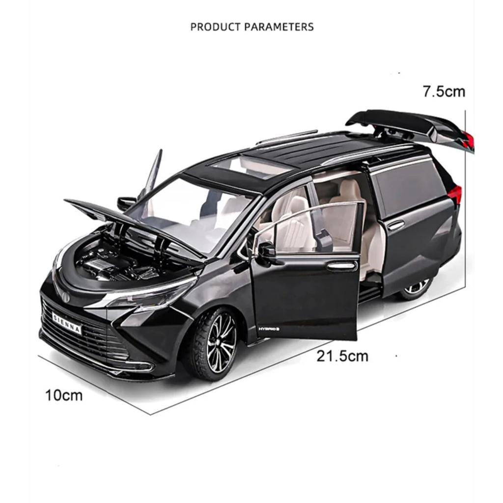 1/24 TOYOTA Sienna MPV Alloy Car Model Diecasts Metal Toy Commercial Car Model Simulation Sound Light Collection Childrens Gifts