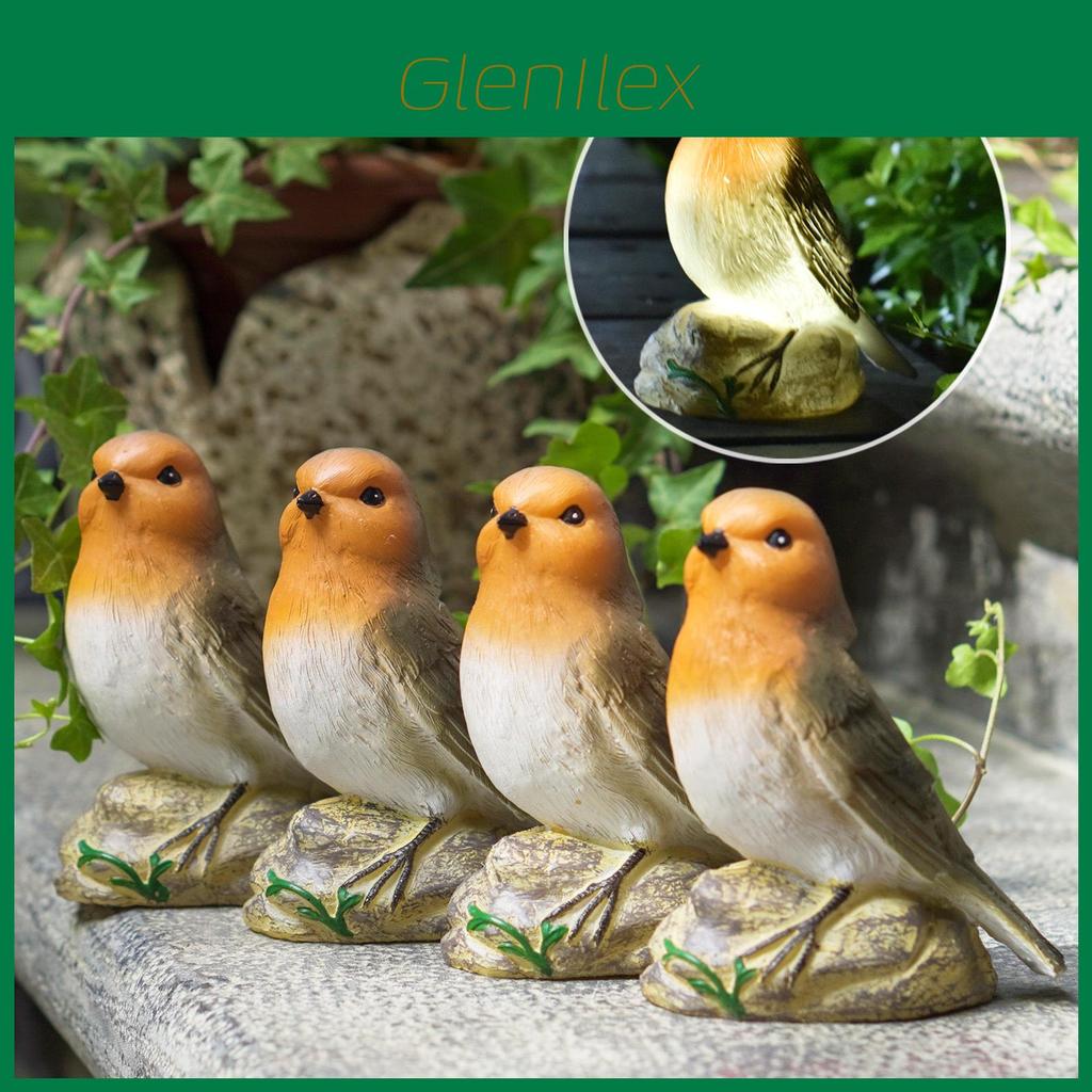Lampe Solaire pour Oiseaux en Résine avec Lumière LED pour la Décoration de Jardin et de Cour