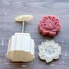 Molde de Bolo Lunar Flor de Lótus Molde de Pastel Prensado à Mão 50G Relevo 3D Ferramenta de Bolo de Feijão Mungo Diy Para Assar no Festival do Meio do Outono