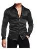 Fashion British Men's Glossy Solid Color Breathable Business Casual Long-sleeved Shirt Men's Lapel Long-sleeved  Glossy Top
