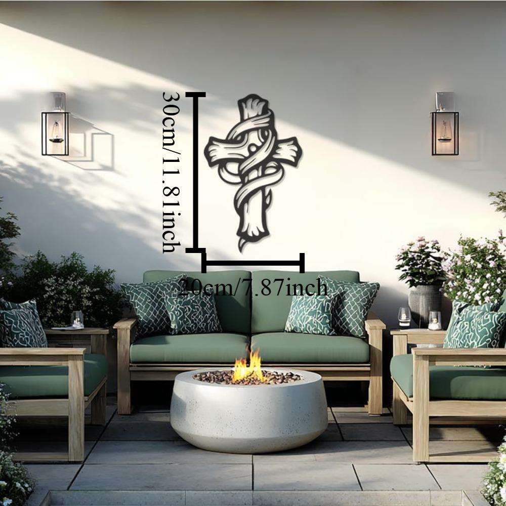 

Rustic Cross Metal Wall Art Christian Faith Home Decor Religious Wood Texture Sculpture 12in чорний