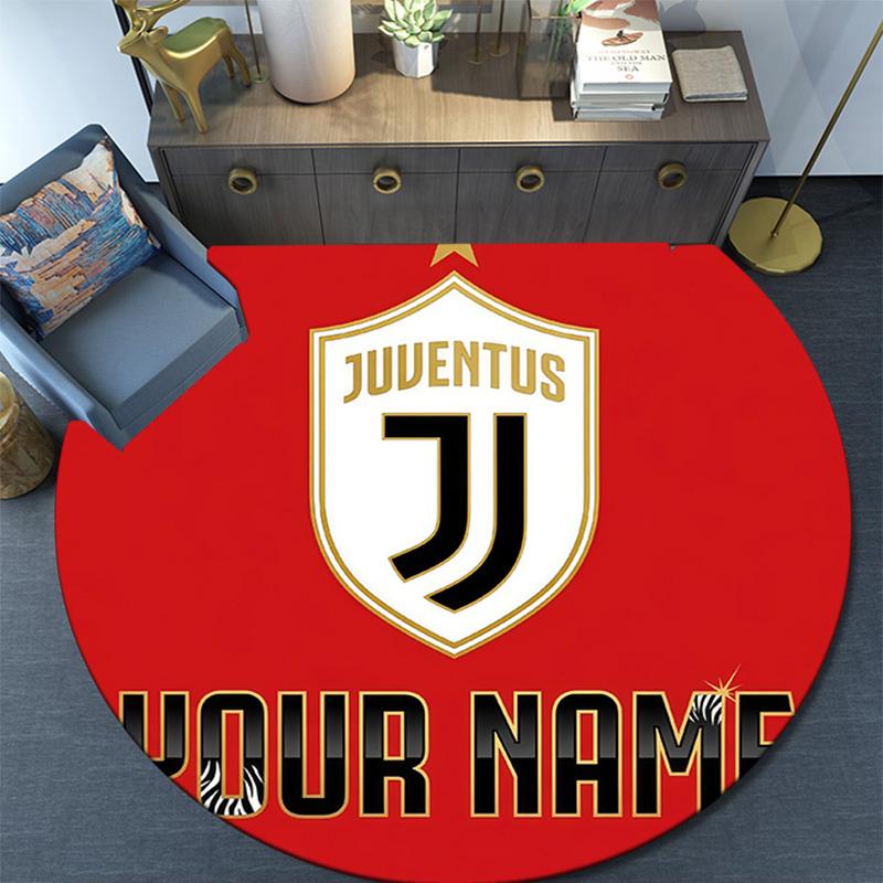 Custom Name Juventus2 Round Area Rug,Carpet Rug for Living Room Bedroom Sofa Playroom Decor,Non-slip Floor Mat