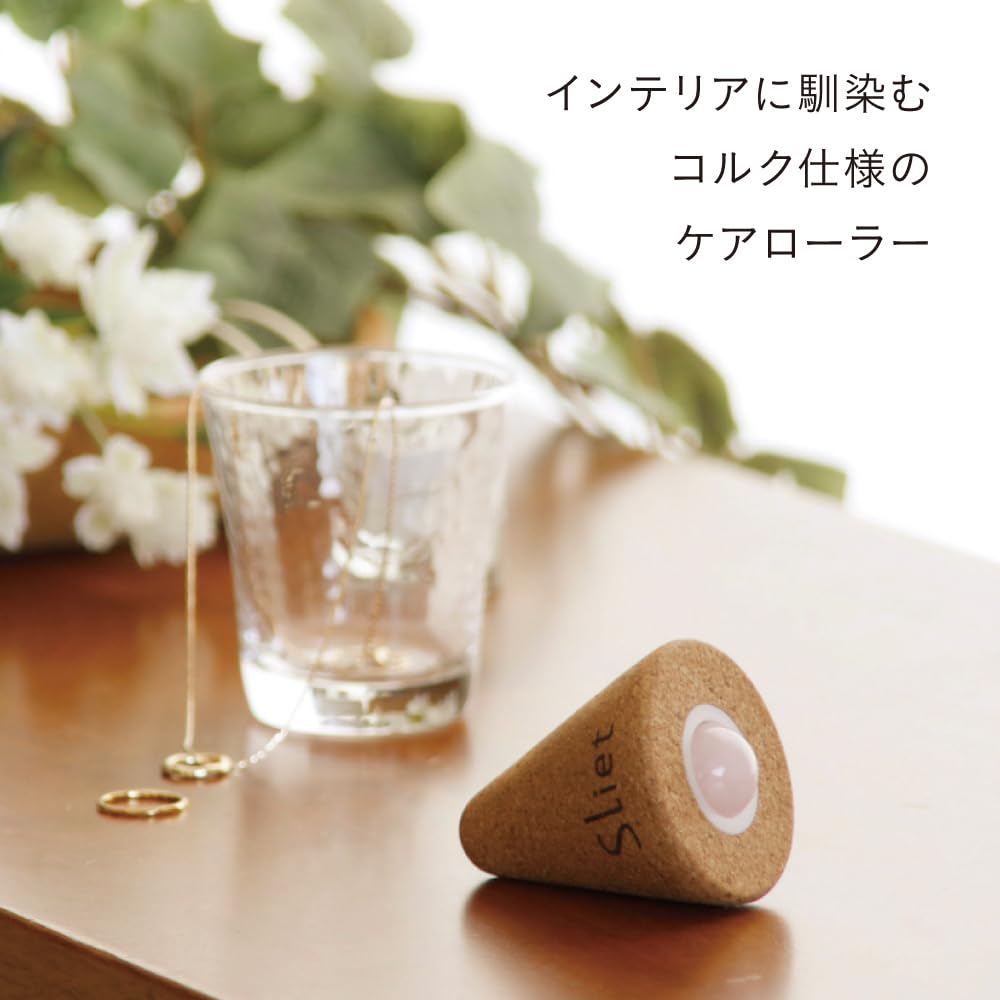 Alphax Massage Acupressure Natural Rose Quartz Roller, Roller, Stone, Cork, Sliet,