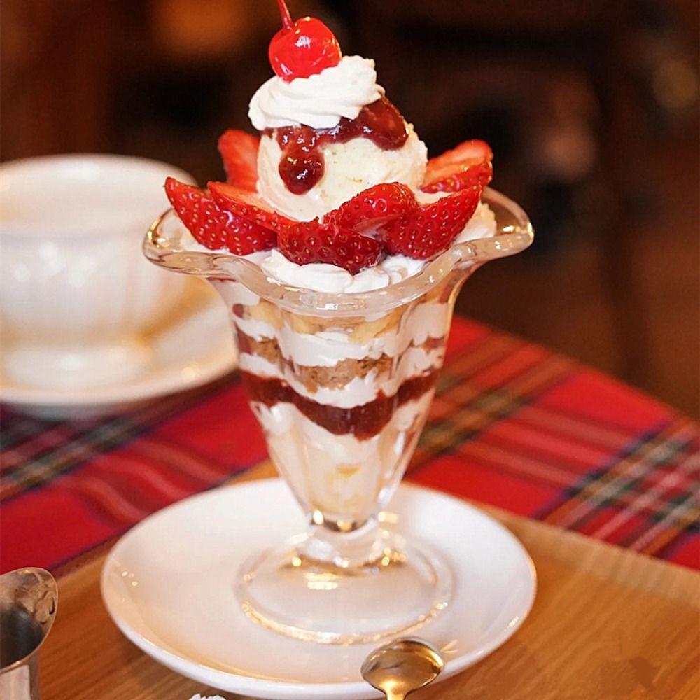 Elegant Ice Cream Cup Transparent Glass Goblet Simple Glass Pudding Cups  Dining Utensils