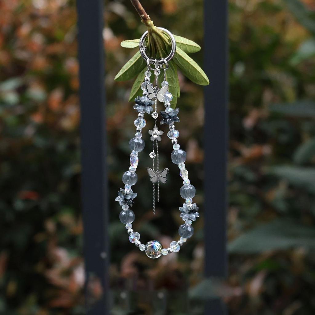 Elegant Butterfly Flower Crystal Keychain for Women Fashionable and Durable Keyrinsg Accessory for Bags and Keys