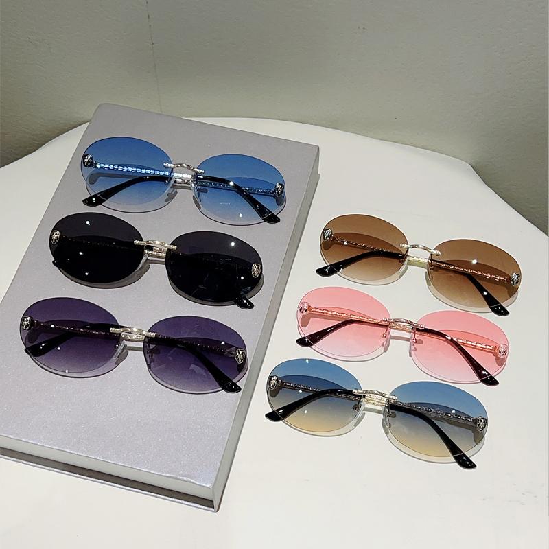 Vintage Oval Sunglasses Men New Fashion Rimless Gradient Shades Women Trendy Luxury Brand Design Decor Sun Glasses
