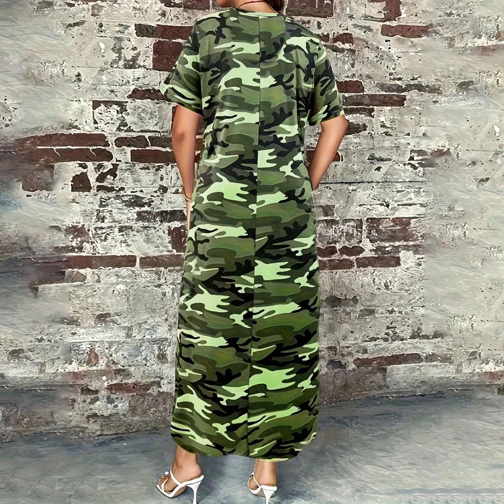 Women's Fashion Camouflage  Short Sleeved Casual Dress