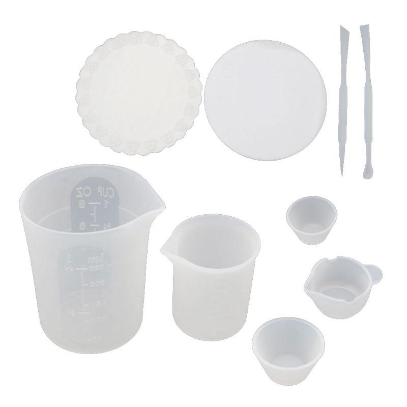 12 pcs Silikon Messbecher DIY Schmuck Kristall Skala Harz Leim Formen