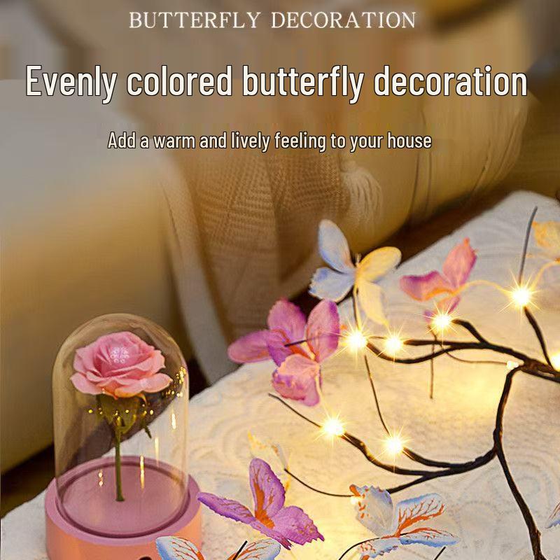 LED Schmetterling Rosenranken Lichter - Biegsame Feiertags Wanddekorationen