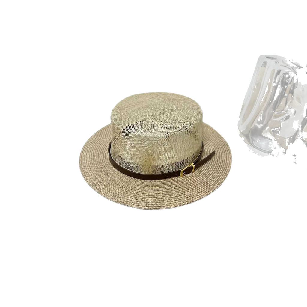 Quality French flat top straw hat new women's spring summer seaside beach vacation sunshade sunscreen top hat