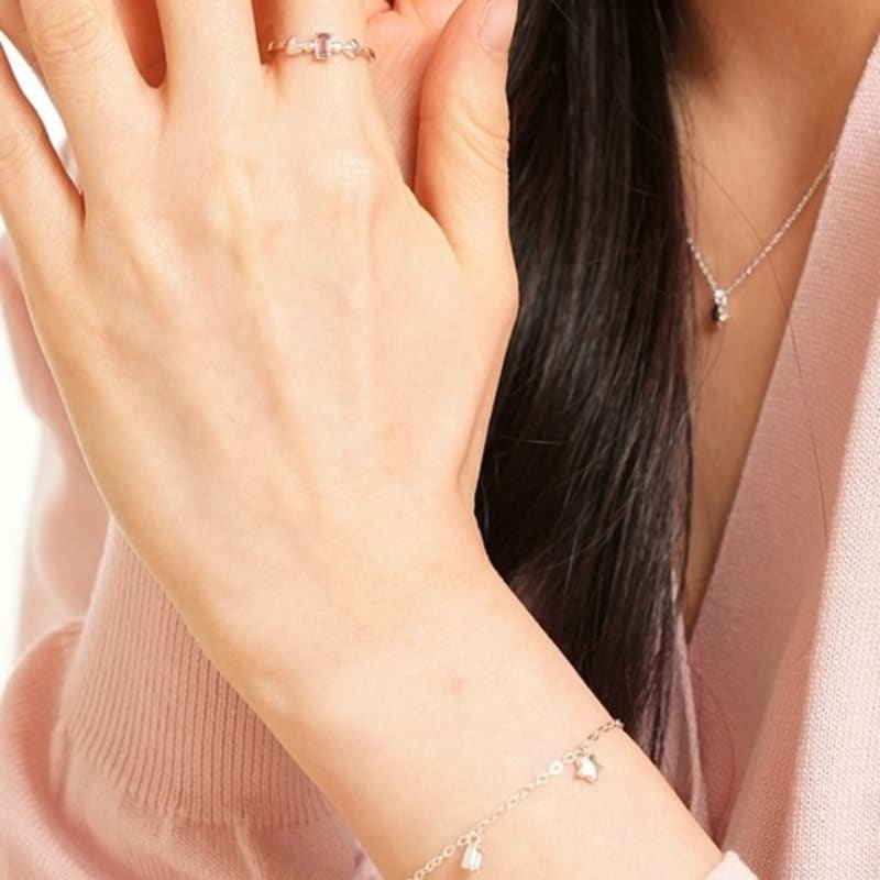 BELLOOGGI Pink Tourmaline Little Star Bracelet