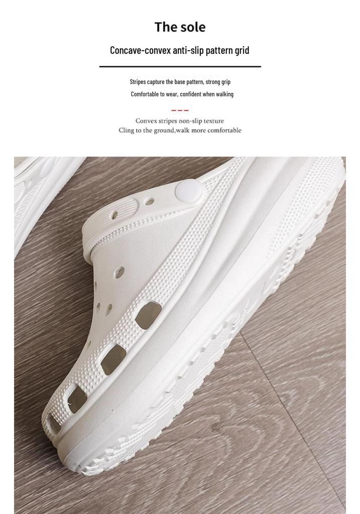 Women's Trendy Non-Slip Odor-Resistant Closed-Toe Summer Crocs with Thick Soles for Casual Outdoor Wear