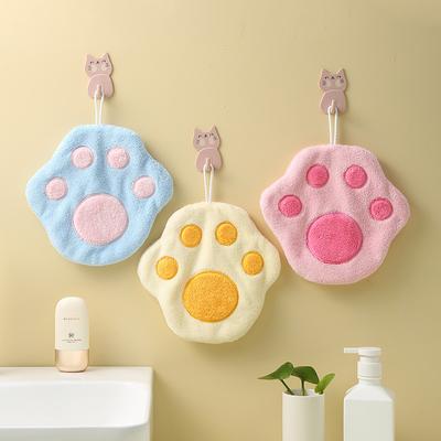 Hand Towel Can Be Hung Up Cat Footprints Cartoon Animal Hand Towel Cleaning Tables Washing Dishes Adult Hand Towels Quick Drying Towel