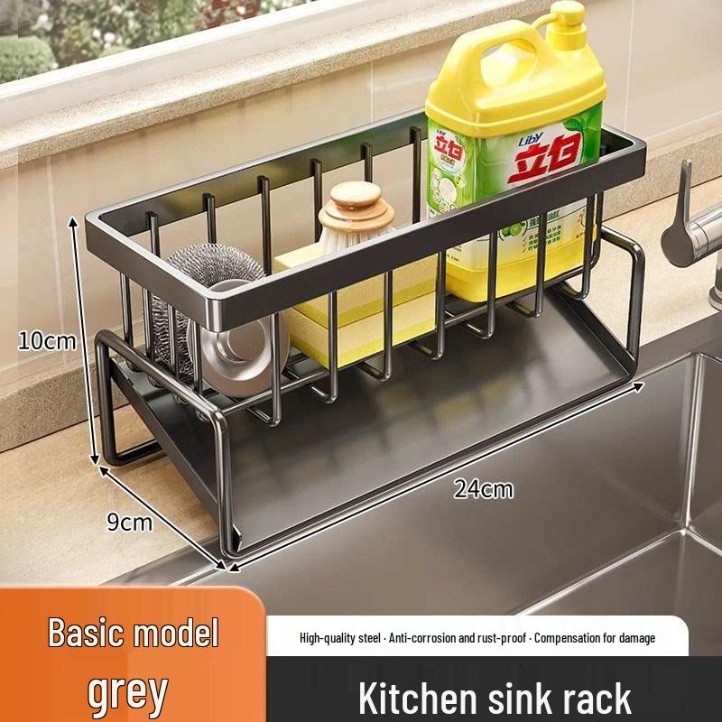 Slope Kitchen Sink Rack: No-Punch Rag & Soap Holder with Draining Function