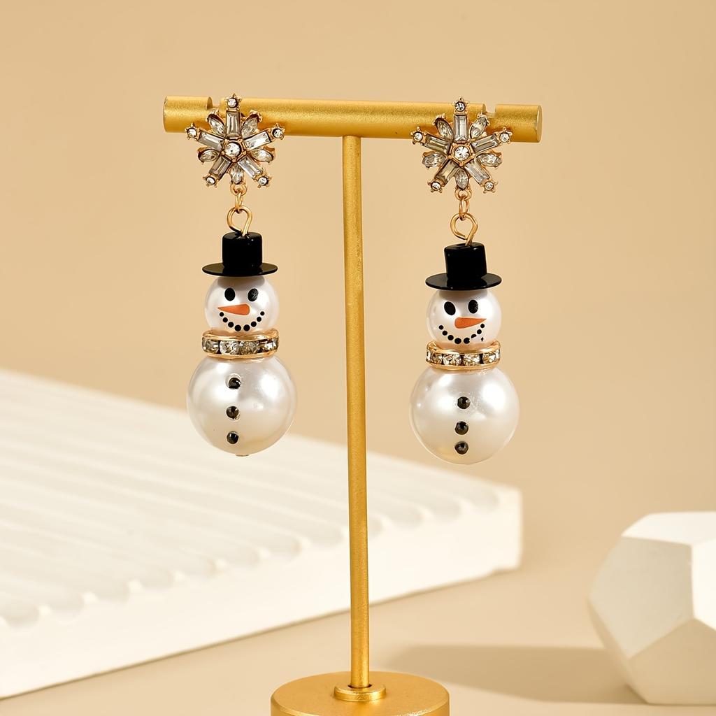 Stylish Christmas Snowflake Earrings with Tassels and Colorful Print Snowman Design, for Teenager