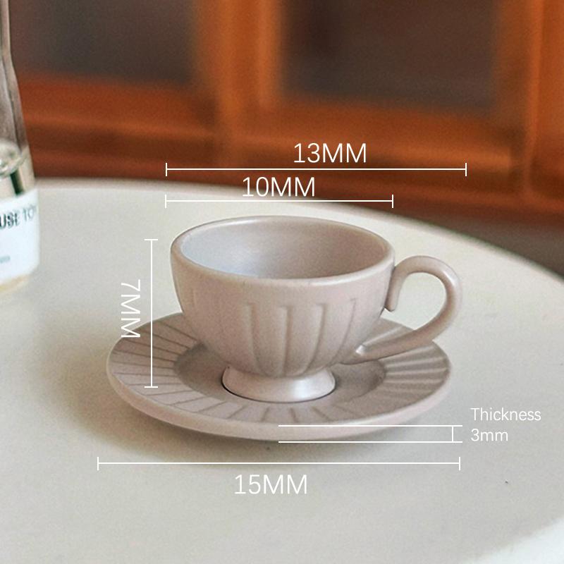 

2 шт. Кукольный домик Миниатюрная столовая посуда Мини Кофейная чашка с блюдцем с вертикальным узором Набор Игрушечная модель Аксессуары для кукольного домика