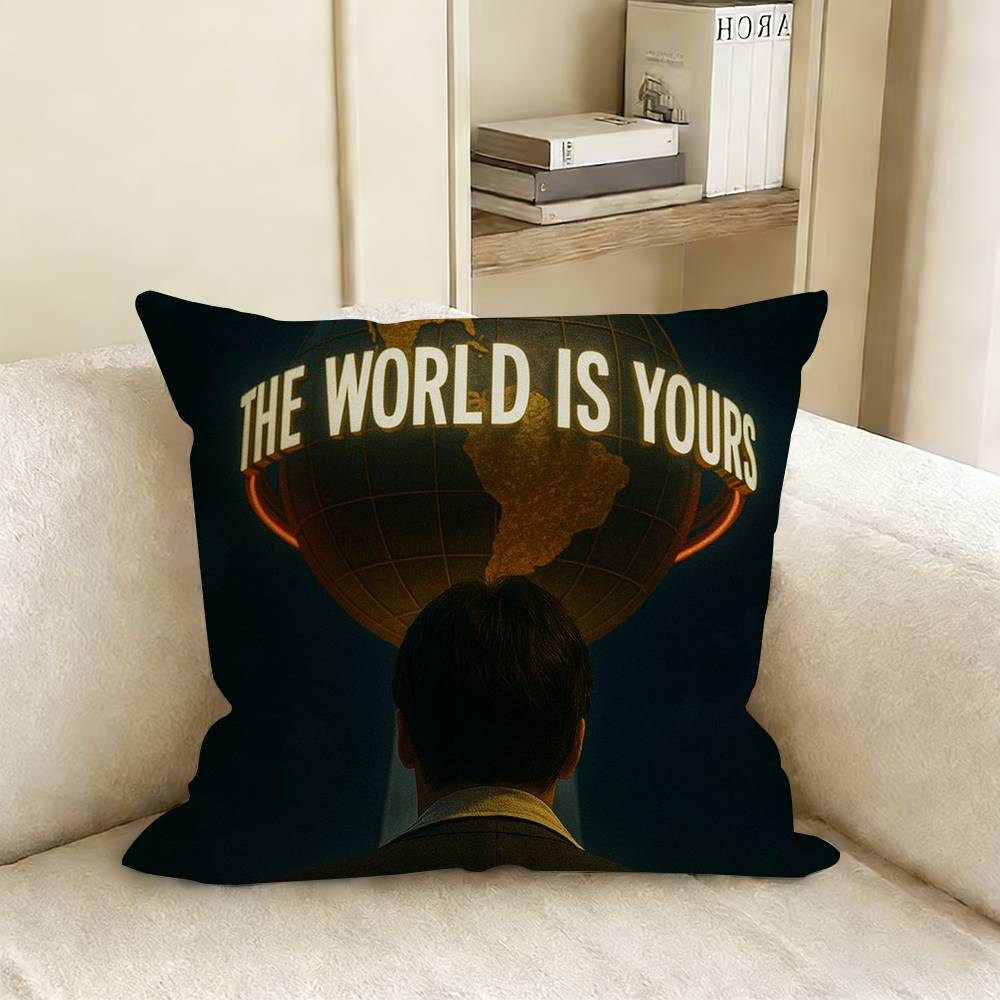 The World Is Yours SScarfaces Pillow Case Living Room Sofa Cushion Cover Suitable For Home Bedroom Room Decoration