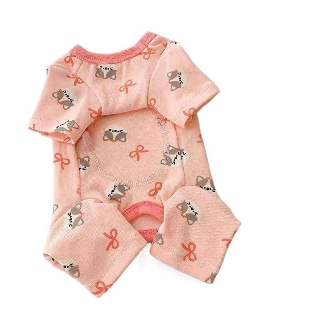 Warm Dog Jumpsuit Cartoon Printed Belly-Hugging Dog Pajamas Cute Dog Home Clothing Pet Sleepwear