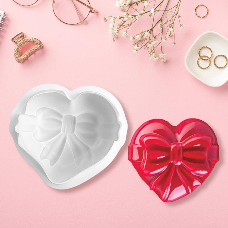 Bowtie Heart Silicone Candle Molds Silicone Soap Molds for Candle Soap Fondant Chocolate Molds Cake Molds Baking Tool