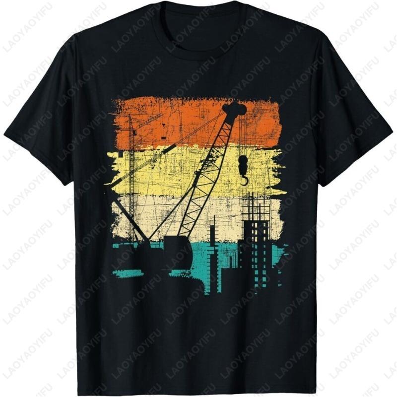 Crane Operator Retro Tower Heavy EquipUnisext Driver Gift TShirt Unisex Women Simple Casual Summer Fashion Tees Cotton Hipster Tops
