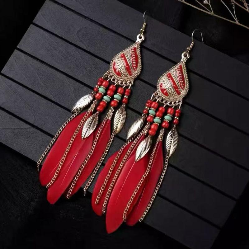 Pendientes Largos Bohemios Colgantes para Mujer - Pendientes de Borlas Ligeros para el Uso Diario