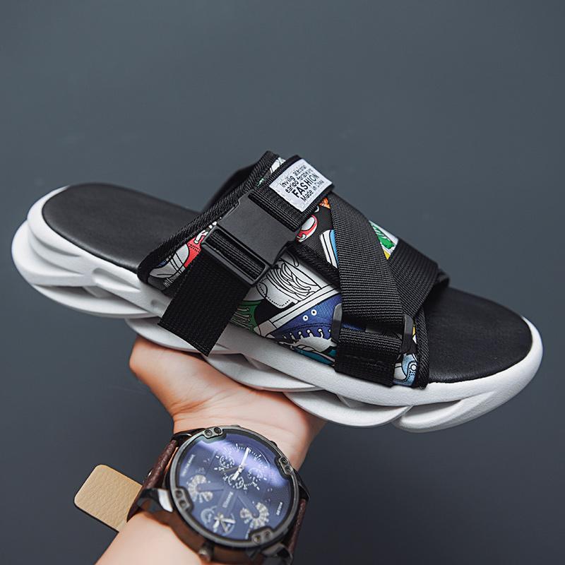 

Мужские уличные тапочки, домашние сандалии, пляжная повседневная обувь, шлепанцы на мягкой толстой подошве, женские шлепанцы, домашние тапочки, большой размер 46