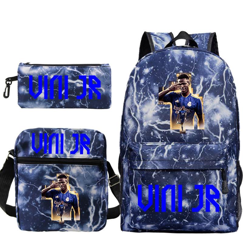 Football Player Peripheral Student Schoolbag Set, Youth Backpack Three-Piece Set