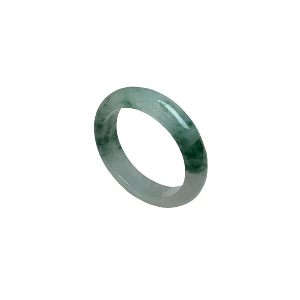 Natural A-Grade Burmese Blue Water Jade Ring with Scattered Flowers Design