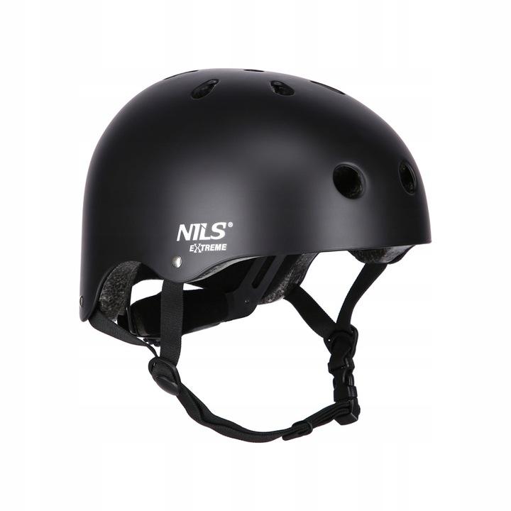 Zestaw Kask Rowerowy + Ochraniacze Nils Czarny Komplet Rozmiar S