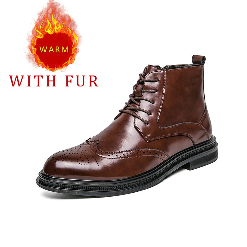 

Модные мужские высокие деловые кожаные туфли, формальные кожаные туфли с круглым носком, повседневные кожаные туфли, старые туфли, большой размер 37-45 с мехом 44