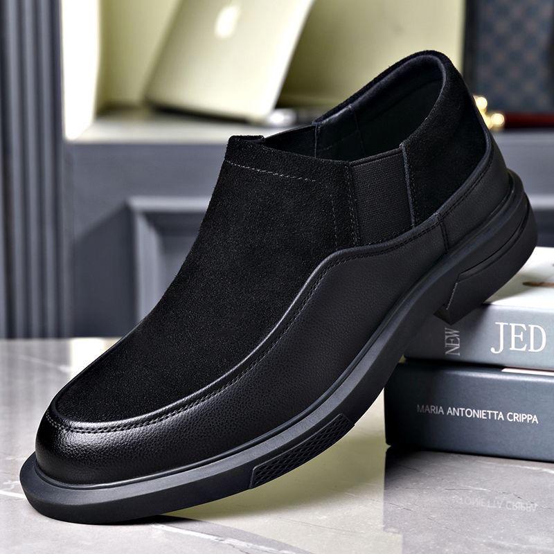 Men's Genuine Cowhide Leather Casual Shoes - 2025 Autumn/Winter Korean Style, Breathable & Versatile Retro Workwear Footwear