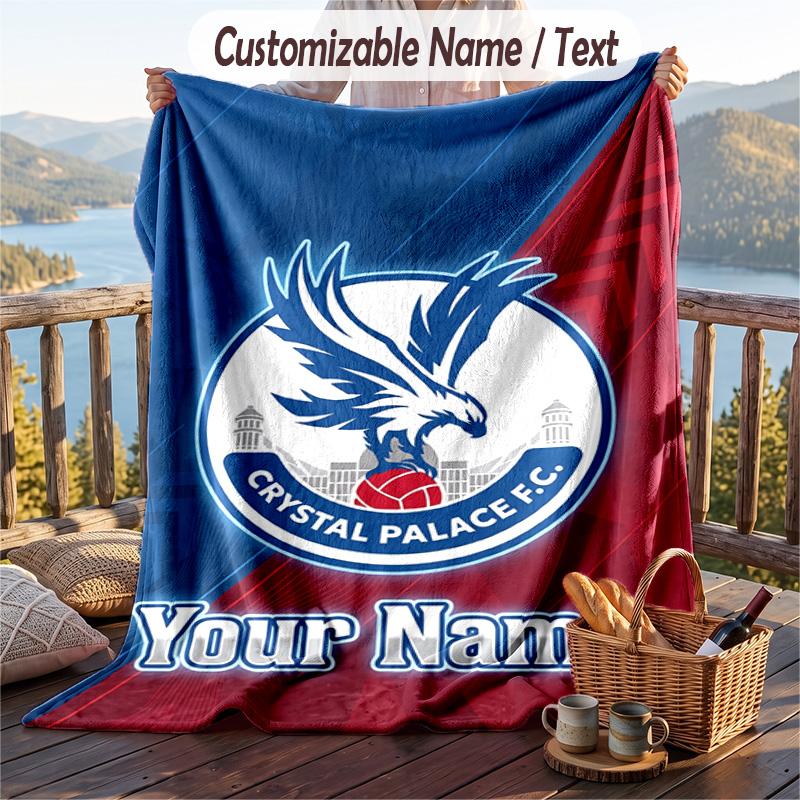 Flannel Blanket Crystal Palace Print Custom Name Text Soft Throw for Sofa Bed