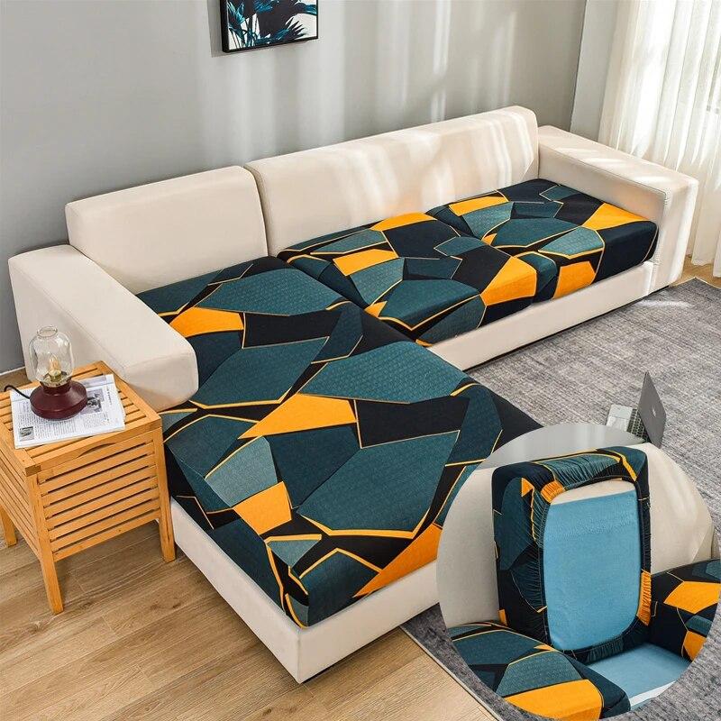 1Pc Geometric Printed Elastic Sofa Seat Cover Sofa Slipcovers  Soft Stretch Protector For Pets Shaped Sofa  Chaselong Covers