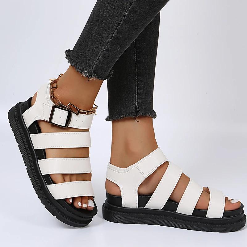 Fashion Hot Fashion Casual Flatform Wedges Roman Sandals Women Summer Open Toe Shoe PU Leather Sandalias Mujer Sapato Feminino