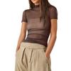 Women's Solid Color  Mesh Short Sleeved Half High Neck Base Small Shirt Top Small Shirt Top