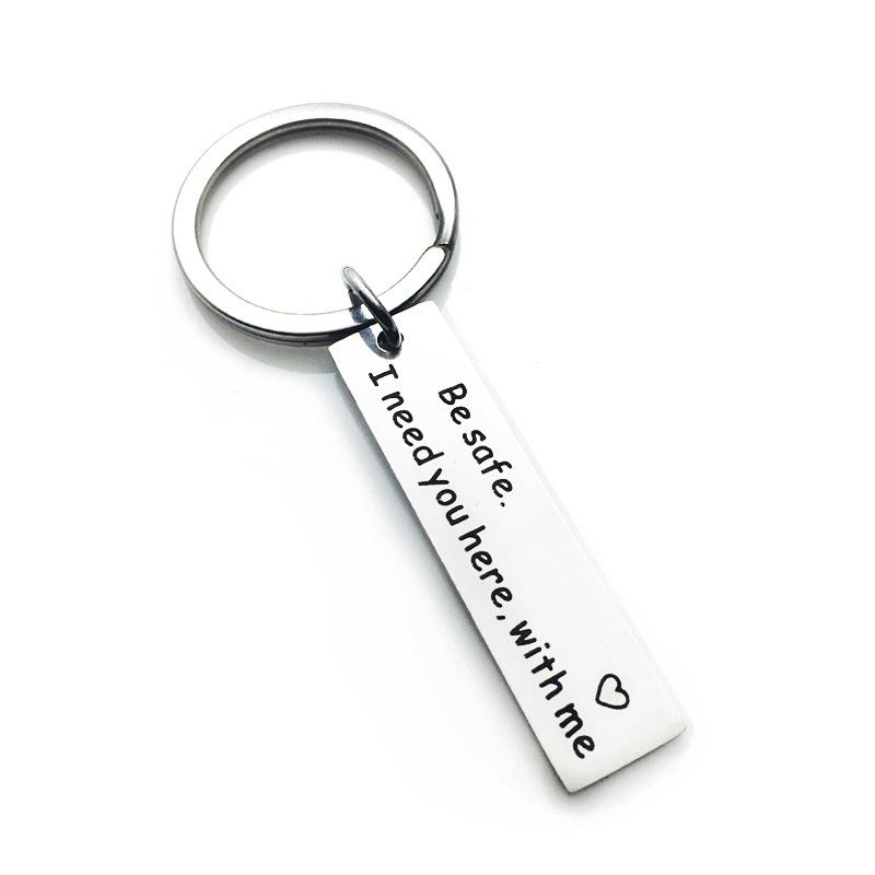 Drive Safe Stainless Steel Keychain Romantic Safety Reminder Stylish Car Key Pendant Practical Gift for Him