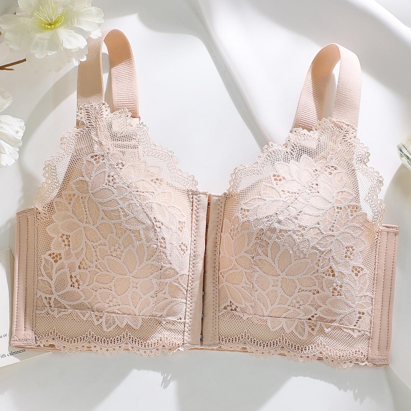 

Lace full cup large size, convenient front buckle, fat large cup bra cover gathered to prevent sagging 34/75bcd through cup