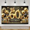 2D flach elegant schwarz und gold 60. Geburtstag Hintergrundbanner und Ballons Hochwertiger Druck Eventplaner Polyester