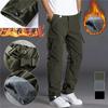 Autumn and Winter Plus Size Men's Thickened and Padded Work Trousers Waterproof Outdoor Hundred Warm Anti-cold Windproof Casual Work Trousers