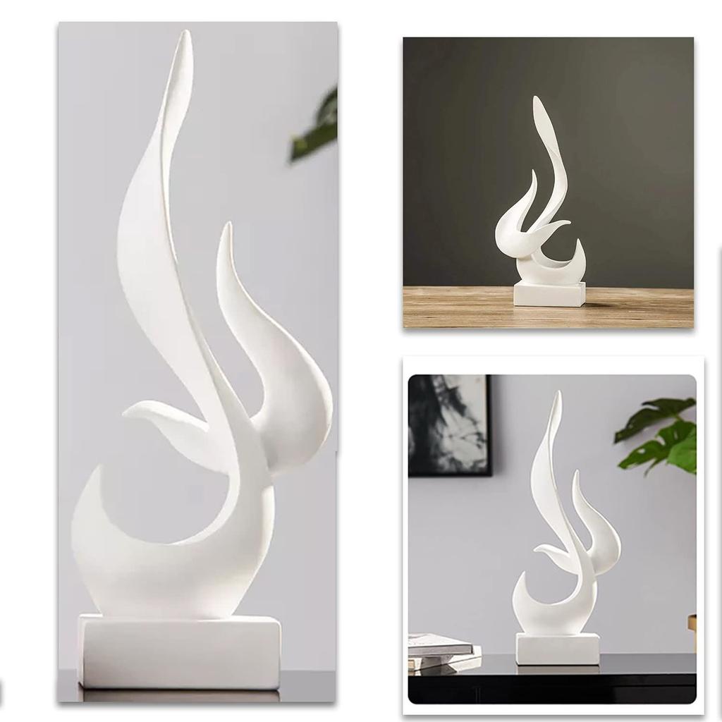 Home Décor Fire Shape Table Decorating Matte Finish Ceramic Figures - (White)