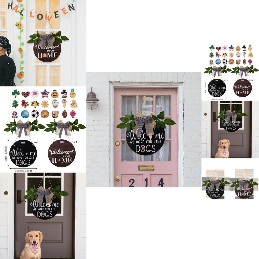 Charming Rustic Home Decor Welcome Sign With Removable Accessories For All Seasons