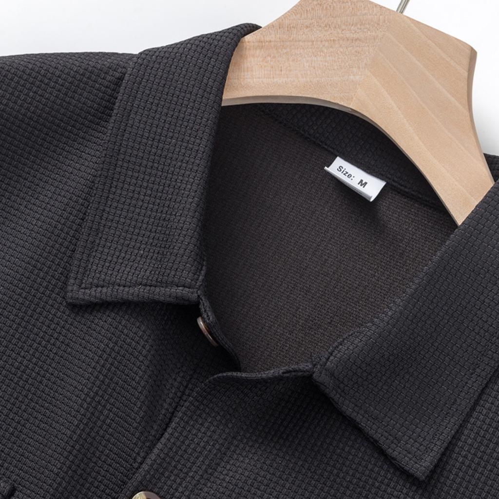 Men's Lapel Jacket With Pockets Casual And Comfortable Short Sleeved Coat