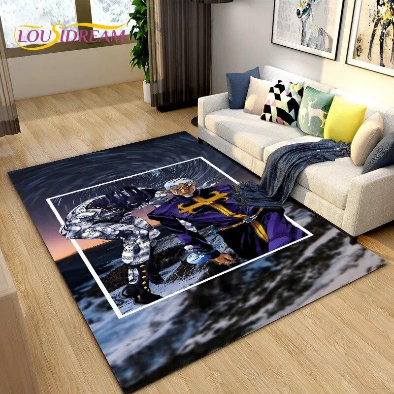 Jojo's Bizarre Adventure Anime-Teppich, Teppich für Wohnzimmer, Schlafzimmer, Sofa, Fußmatte, Dekoration, rutschfeste Bodenmatte für Kinderspiele