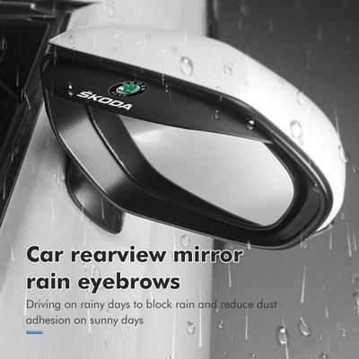 2PCS Car Logo Rearview PVC Mirror Rain Eyebrow Auto Mirror Accessories For Fabia Kamiq Superb Scala Enyaq-iV MK3 VisionS