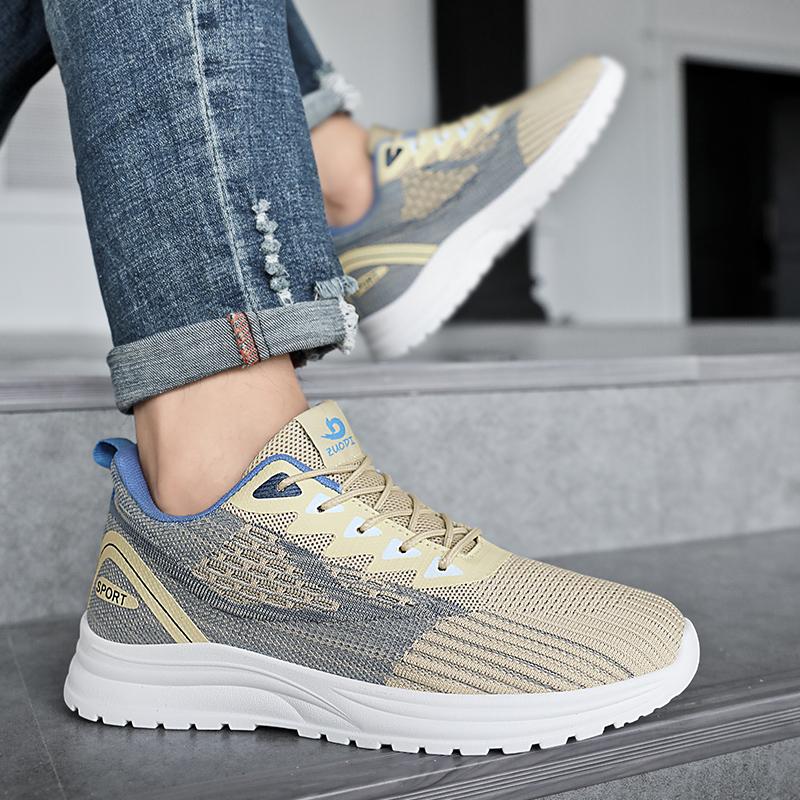 Breathable summer shoes Running sneakers Mesh surface casual board shoes for men deodorant soft soled fly woven men's shoes