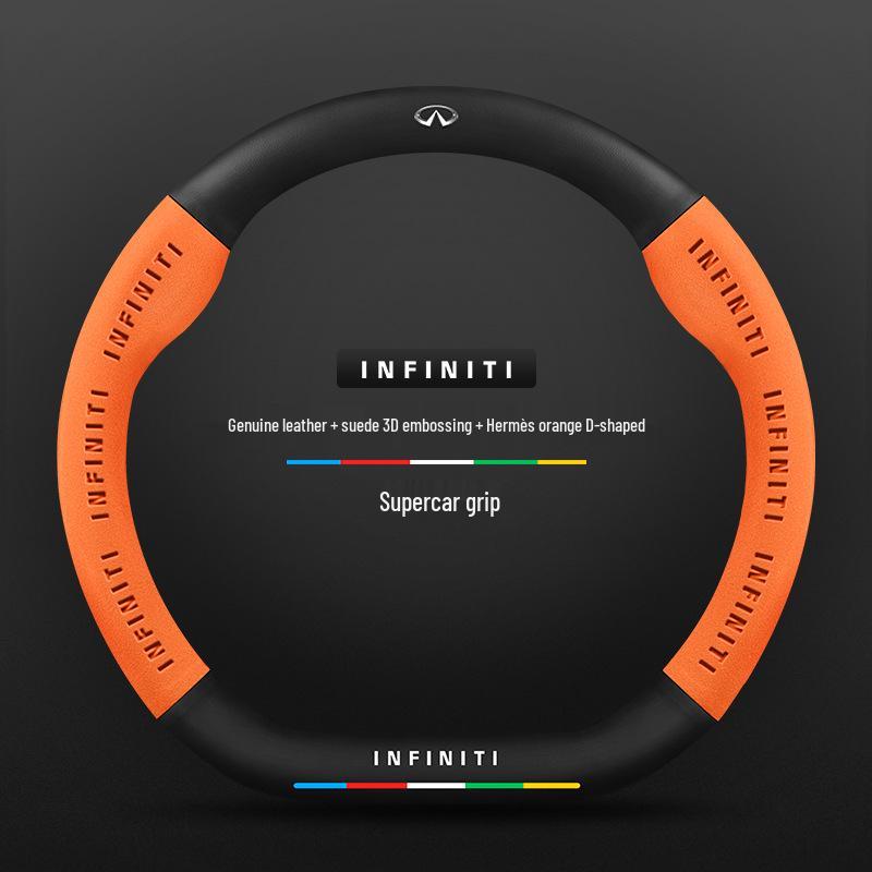 Infiniti Special Car Steering Wheel Cover - Genuine Leather, Suede, Carbon Fiber, Universal, Breathable, All-Season